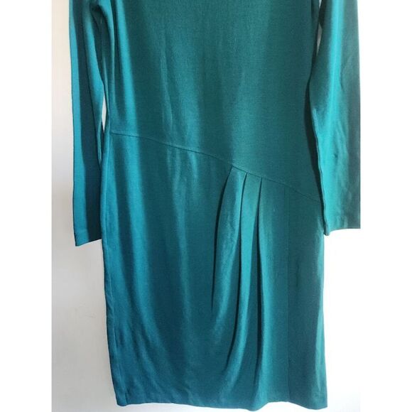 NWT Talbots Dark Green V-Neck Wool Blend Midi Length Dress size X-Small - Picture 2 of 10